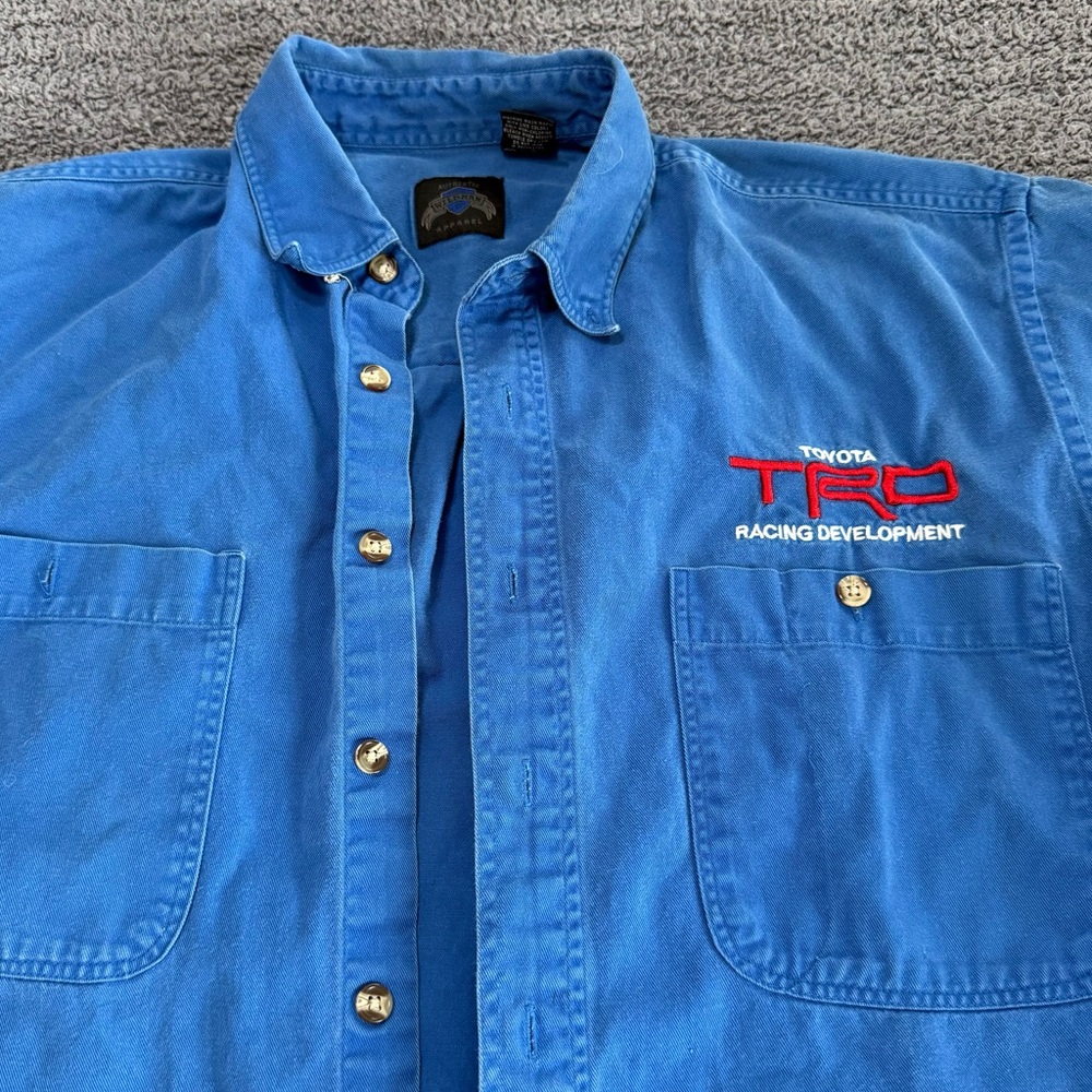 🔥 90s TRD Toyota Racing Development Button-Up NASCAR VTG Mechanic Garage Tee M